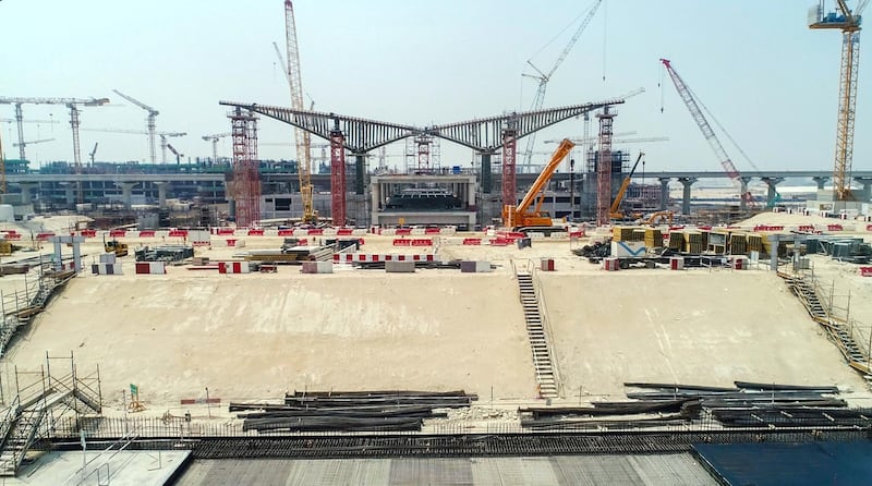 Dubai Expo construction from the air.