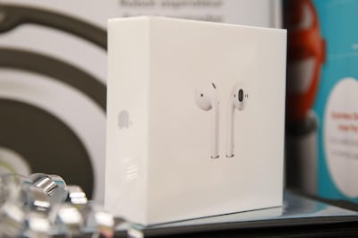 Apple Inc. AirPods are displayed for sale at a Walmart Inc. store in Burbank, California, U.S., on Tuesday, Nov. 26, 2019. A PWC survey shows that 36% of consumers surveyed plan to shop on Black Friday. Deals will ultimately dictate where spending and visits go. Photographer: Patrick T. Fallon/Bloomberg