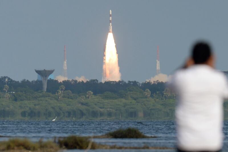 A 2019 Indian Space Research Organisation launch sending 10 satellites into orbit. AFP
