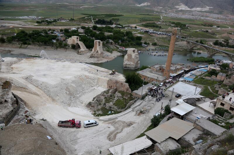 A general view of the ancient town of Hasankeyf by the Tigris river, which will be significantly submerged by the Ilisu dam being constructed, in southeastern Turkey, April 29, 2018. Picture taken April 29, 2018. REUTERS/Sertac Kayar