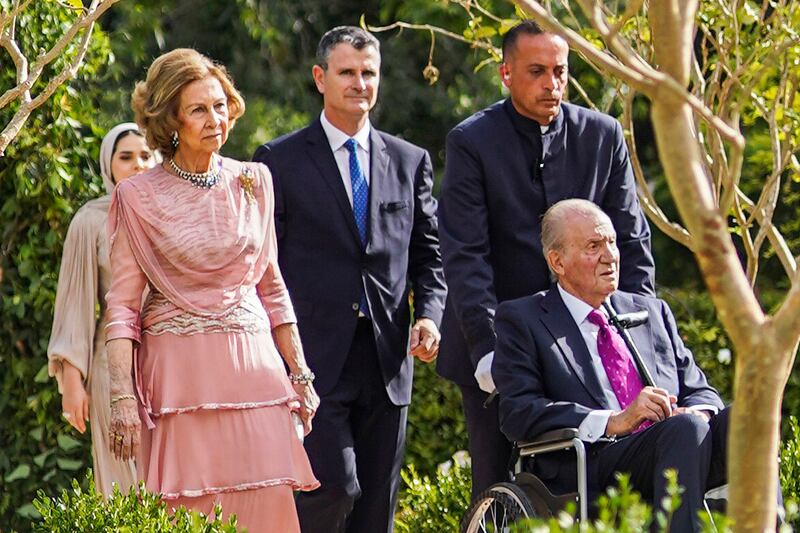Former king of Spain Juan Carlos and his wife Sofia. AP
