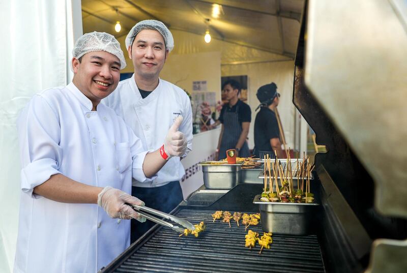 Abu Dhabi, United Arab Emirates, November 9, 2019.  
Taste of Abu Dhabi at the Du Arena.  
-- Authenthic Thai quisine by Chef Apinan Saitong and Chef Phansak Valukaphan of Desert Lotus.
Victor Besa/The National
Section:  NA
Reporter: