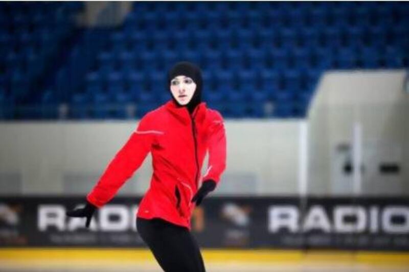 The ice breaker: Zahra Lari is among the nominations for the Abu Dhabi Award. The teenager is the first female Emirati to compete internationally in figure skating. Fatima Al Marzooqi / The National