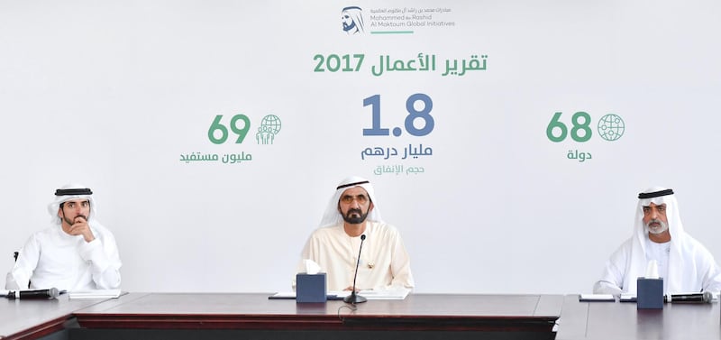 AED 1.8 billion Total expenditure on humanitarian, development and community initiatives and programs for Mohammed bin Rashid Al Maktoum International initiatives in one year. WAM