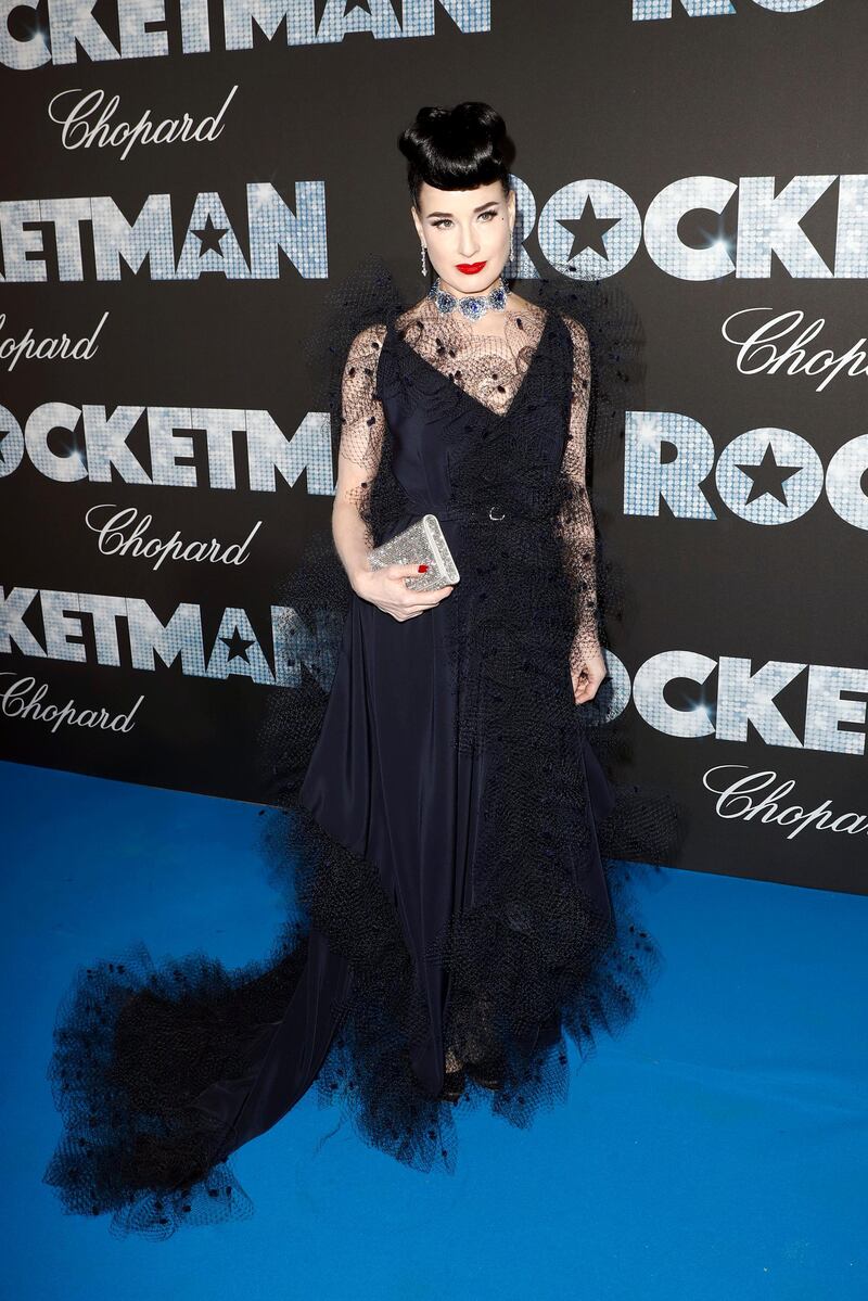 Dita Von Teese attends the "Rocketman" Gala Party during the 72nd annual Cannes Film Festival. (Photo by John Phillips/Getty Images)