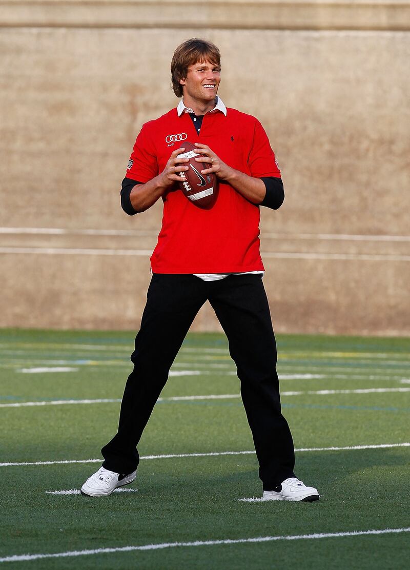 Brady, in a Polo Ralph Lauren shirt, attends a flag football match to start the 2010 Audi Best Buddies Challenge on June 4, 2010, in Boston, Massachusetts. Getty