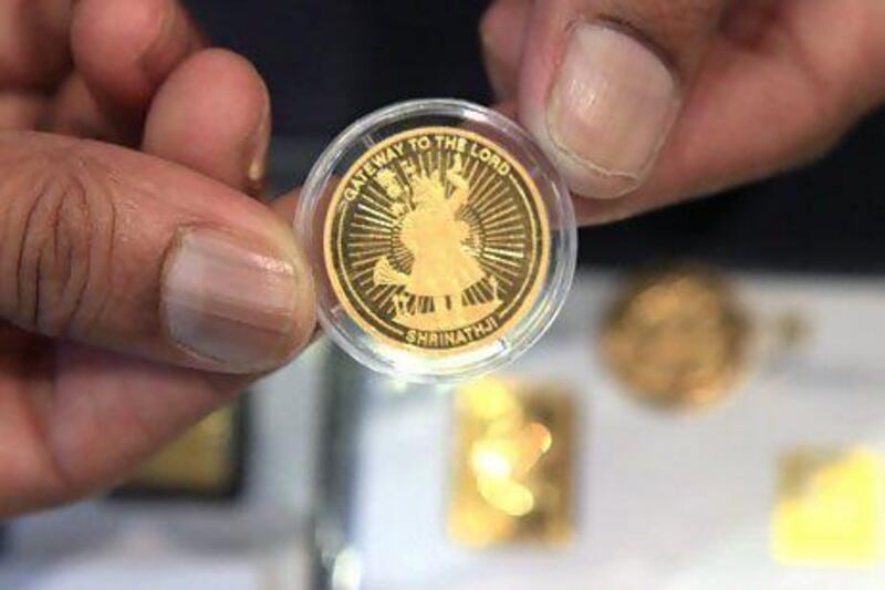 The World Gold Council says demand for gold coins in India rose by 59 per cent in the third quarter. Subhash Sharma for The National