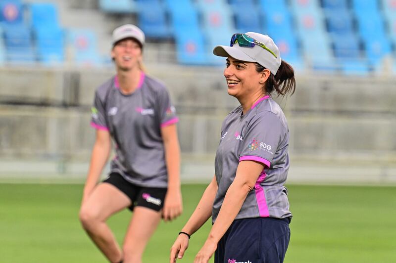 Sana Mir during training with the South Coast Sapphires at the Dubai International Stadium. Photo: FairBreak Global