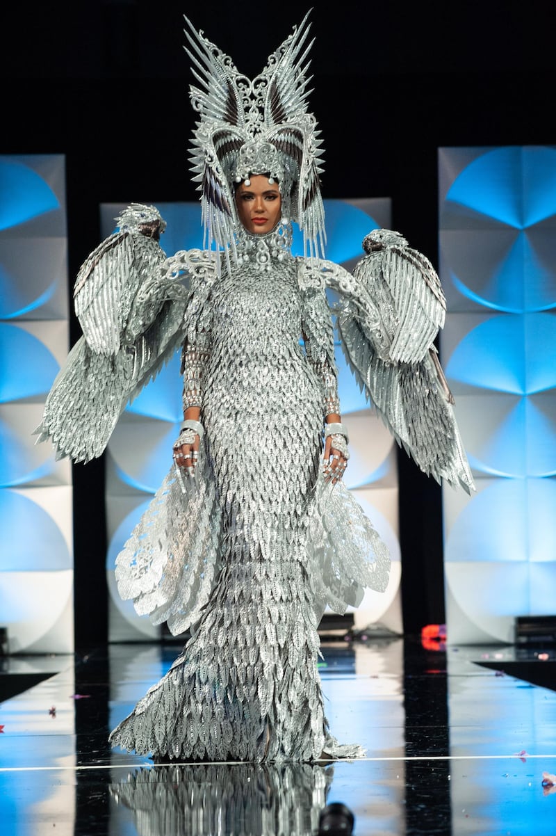 Gazini Ganados, Miss Philippines 2019 on stage during the National Costume Show at the Marriott Marquis in Atlanta on Friday, December 6, 2019. The National Costume Show is an international tradition where contestants display an authentic costume of choice that best represents the culture of their home country. The Miss Universe contestants are touring, filming, rehearsing and preparing to compete for the Miss Universe crown in Atlanta. Tune in to the FOX telecast at 7:00 PM ET on Sunday, December 8, 2019 live from Tyler Perry Studios in Atlanta to see who will become the next Miss Universe. HO/The Miss Universe Organization