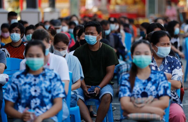 Peoples wait for the the Sinovac COVID-19 vaccination in Bangkok, Thailand. AP Photo