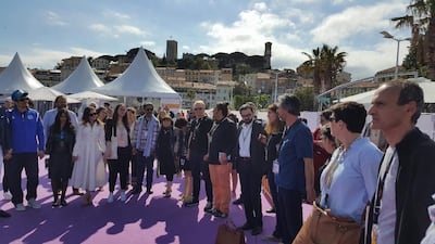 The moment of silence was held in solidarity with Palestine at Cannes yesterday.