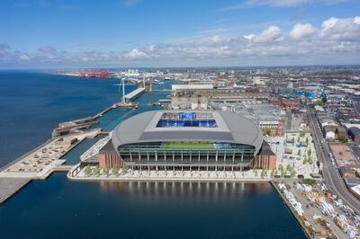 A rendering of Everton's new stadium at Bramley-Moore Dock. The People's Project/Twitter