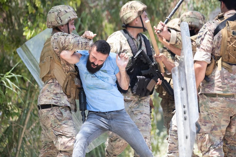 Lebanese soldiers broke up some of the mobs. AP Photo