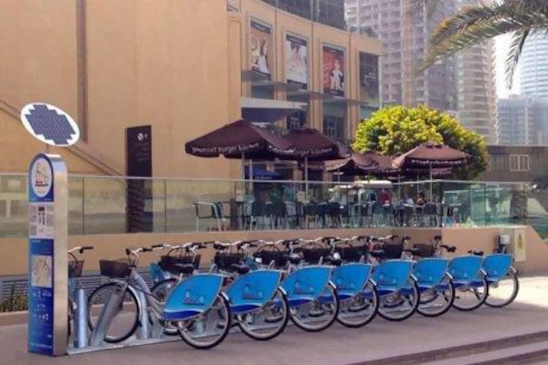 The new push-bike system at Dubai Marina requires you to register before you can rent up to four bikes. Courtesy Emaar Properties