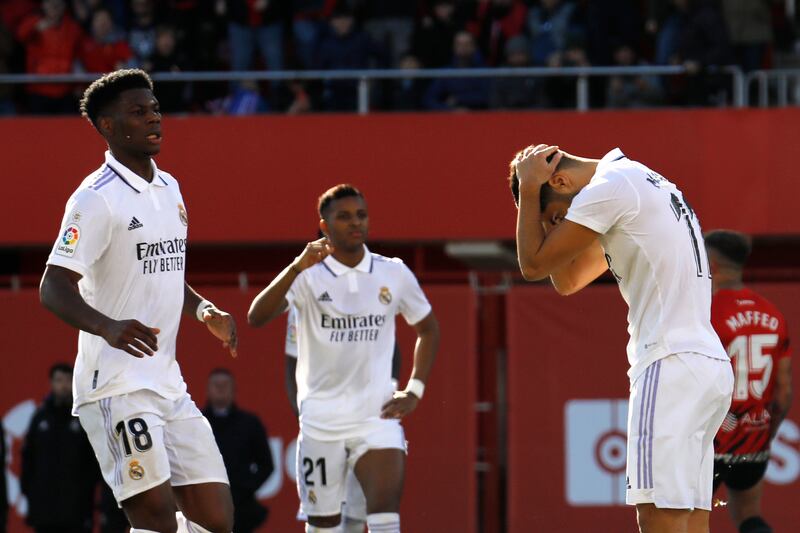 Real Madrid's Marco Asensio after missing a penalty. AP