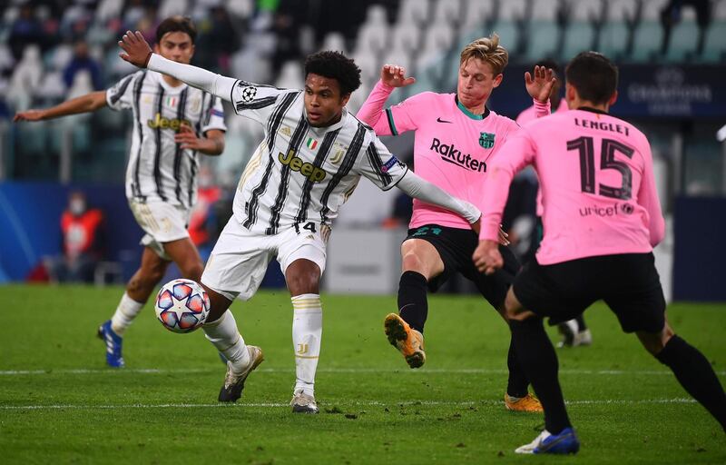 Juventus' American midfielder Weston McKennie fights for the ball. AFP