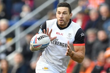 Toronto Wolfpack's Sonny Bill WIlliams receives the ball during an English Super League match against Castleford Tigers. AFP