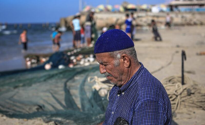 A Palestinian fisherman in Gaza. The toll of the economic blockade is borne mainly by ordinary people such as fishermen and farmers. Photo Ezz Al-Zanoun / NurPhoto via Getty Images.