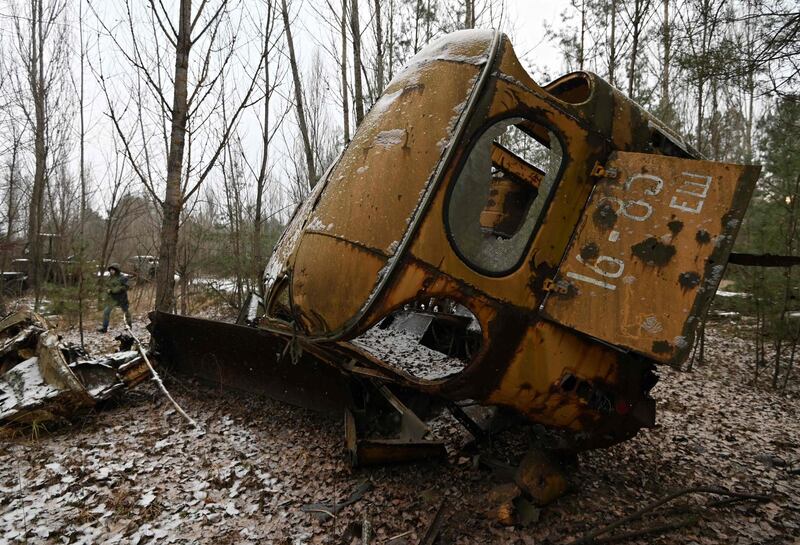 An abandoned car in the ghost town of Pripyat, not far from Chernobyl nuclear power plant.  AFP