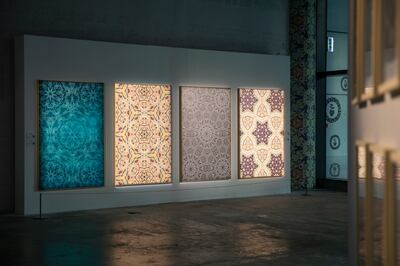 Seife's new paintings based on algorithmic visuals. Photo: Ismail Noor