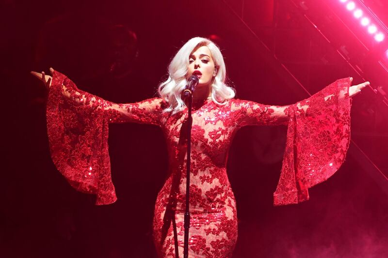 US singer and host of the 2016 MTV Europe Music Awards (EMA) Bebe Rexha performs at the MTV Europe Music Awards (EMA) on November 6, 2016 at the Ahoy Rotterdam in Rotterdam.  / AFP PHOTO / Emmanuel DUNAND