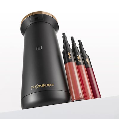 Perfect your ideal cosmetic shade at home with the YSL Rouge Sur Mesure lipstick machine. Photo: YSL Beauty
