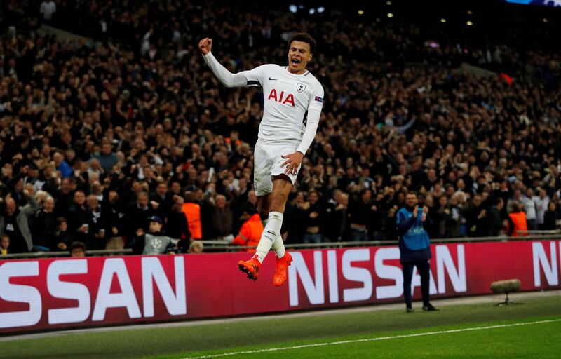 Dele Alli celebrates scoring Tottenham's second goal. Paul Childs / Reuters