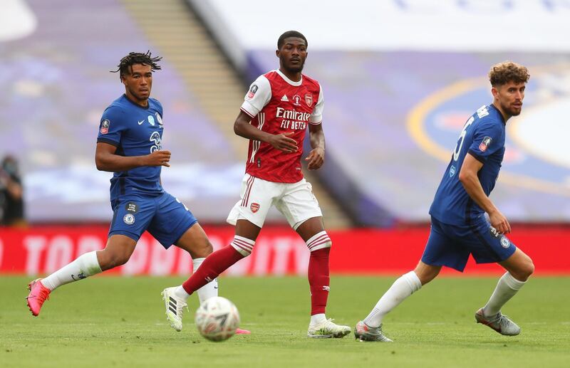 Ainsley Maitland-Niles - 7: Fantastic run and cross to give Aubameyang early chance. Caused Chelsea problems down the left. Reuters