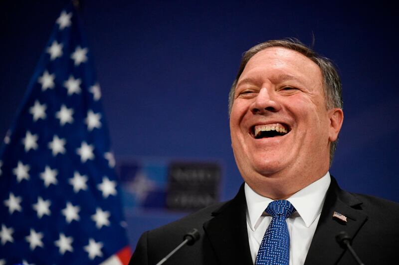 US Secretary of State Mike Pompeo at a press conference during a NATO Foreign ministers' meeting in Brussels on April 27, 2018. John Thys / AFP