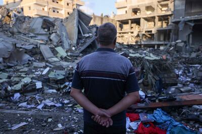 The rubble of buildings destroyed by Israeli air strikes at Rafah refugee camp in southern Gaza. AFP