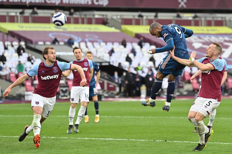 Alexandre Lacazette – 9: Great turn and shot that deflected off Soucek for an own-goal, then produced lovely touch to put Saka clean through only for his teammate to fluff chance. Thought he had scored just after half-time but saw his beautiful lob over the keeper cleared off line by Diop, then saw another shot saved by keeper minutes later after another sharp turn. Bullet header to level scores with less than 10 minutes left. EPA