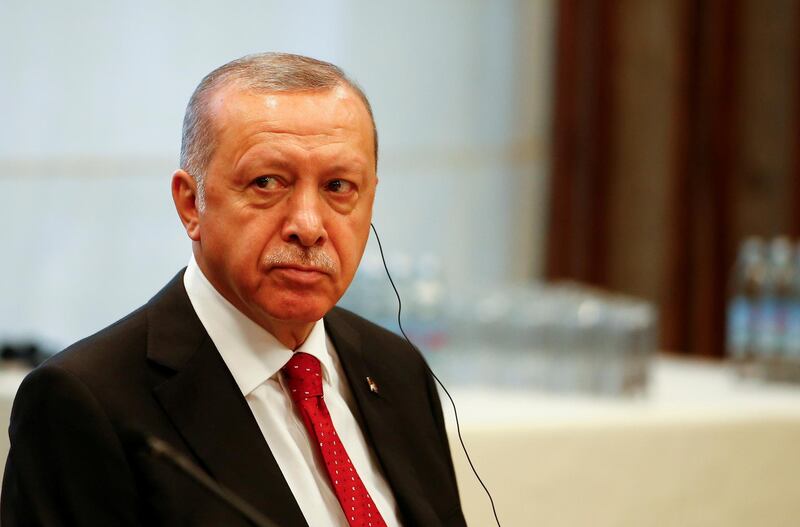 FILE PHOTO: Turkey President Recep Tayip Erdogan attends the South East European Cooperation Process (SEECP) summit in Sarajevo, Bosnia and Herzegovina, July 9, 2019. REUTERS/Dado Ruvic/File Photo