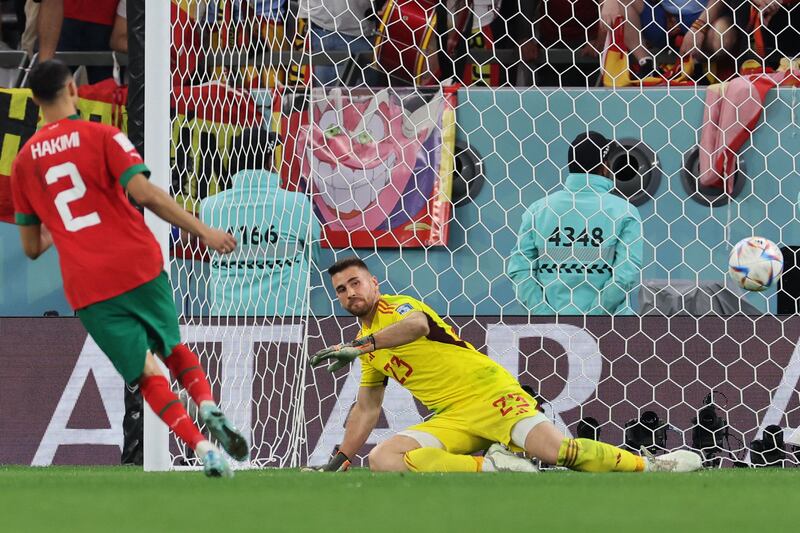 Achraf Hakimi (Morocco v Spain, 2022). Against the country of his birth. To give his country of origin their greatest ever win. Not so much cool as Arctic. AFP