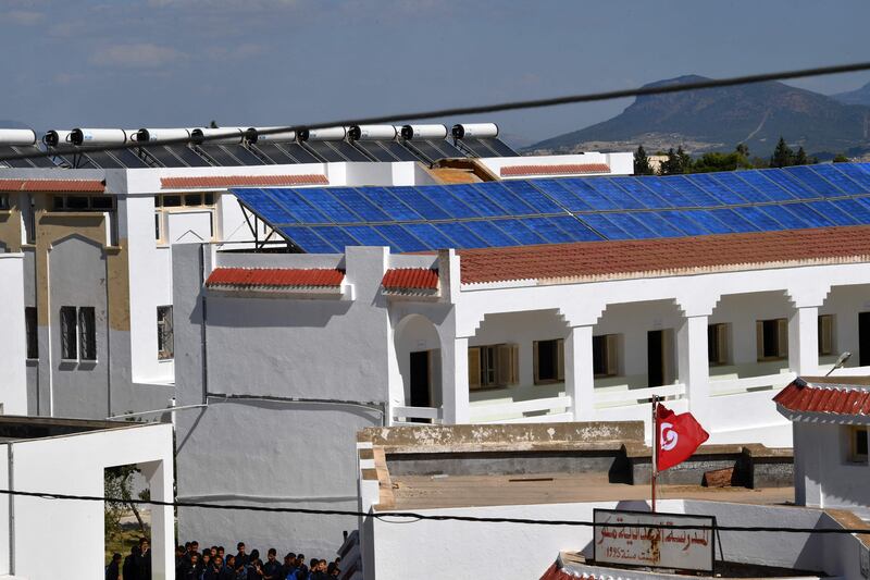 Mr Hamadi started a decade ago by gathering donations to buy 50 solar water heaters and 140 photovoltaic panels that produce four times the power consumed on site. By selling a third of the surplus back to the national power company, the school could pay back money owed to utilities and fund site improvements and extracurricular activities. The remaining extra power is distributed for free to three other nearby schools.