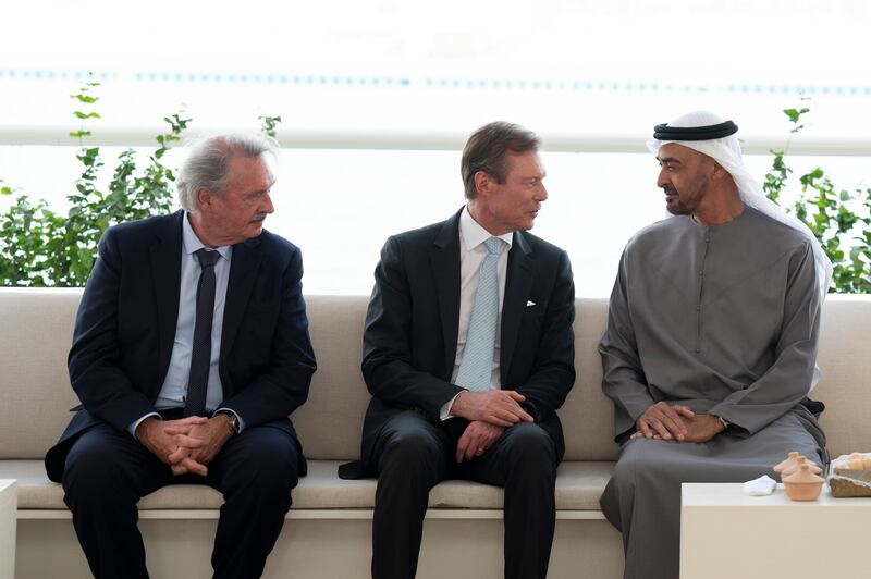 Sheikh Mohamed meets Grand Duke Henri and Luxembourg Minister of Foreign Affairs Jean Asselborn.