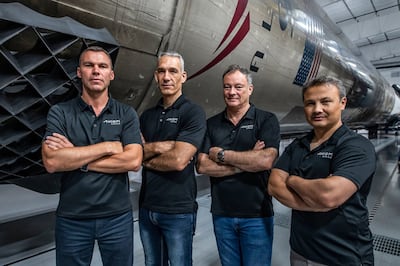The Axiom-3 crew is set to fly to the International Space Station in 2024. From left, Swedish astronaut Marcus Wandt, Italian Walter Villadei, American-Spanish astronaut Michael Lopez-Alegria and Turkey's Alper Gezeravci. Photo: Axiom Space