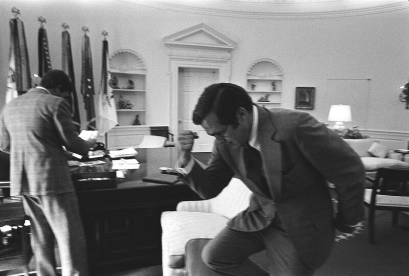 White House chief of staff Donald Rumsfeld in the Oval Office in September 1974, a month into Gerald Ford’s presidency. David Hume Kennerly / Getty Images.
