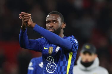 Soccer Football - Premier League - Manchester United v Chelsea - Old Trafford, Manchester, Britain - April 28, 2022 Chelsea's Antonio Rudiger applauds fans after the match REUTERS/Phil Noble EDITORIAL USE ONLY.  No use with unauthorized audio, video, data, fixture lists, club/league logos or 'live' services.  Online in-match use limited to 75 images, no video emulation.  No use in betting, games or single club /league/player publications.   Please contact your account representative for further details. 