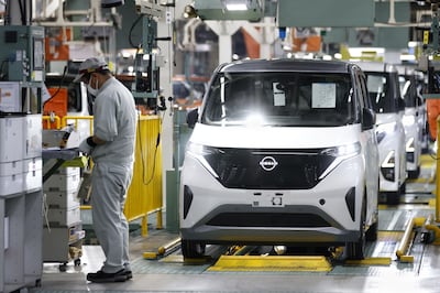 A Nissan Sakura electric vehicle at the Mizushima plant in Kurashiki, Okayama prefecture, Japan. Bloomberg