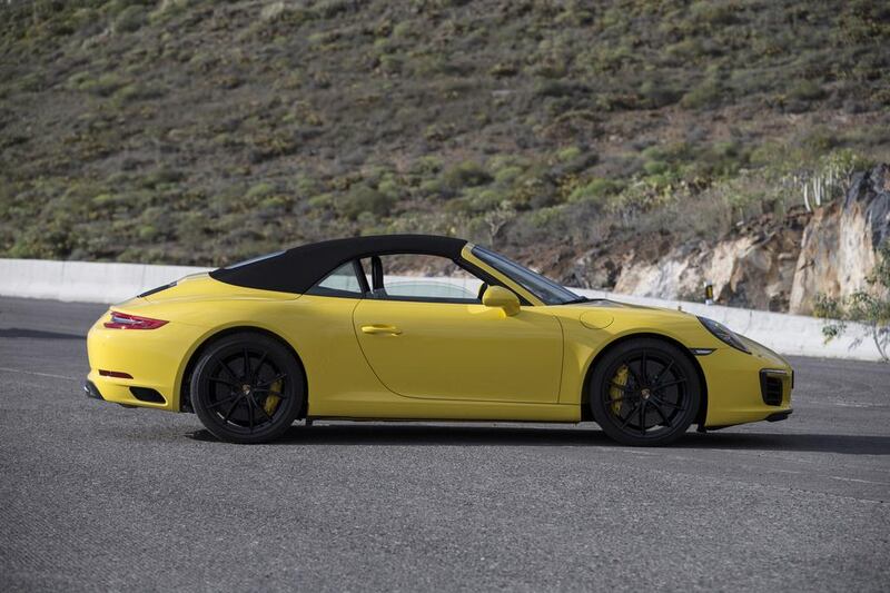 911 Carrera S Cabriolet Racing Yellow. Photographed in Tenerife.Courtesy Porsche