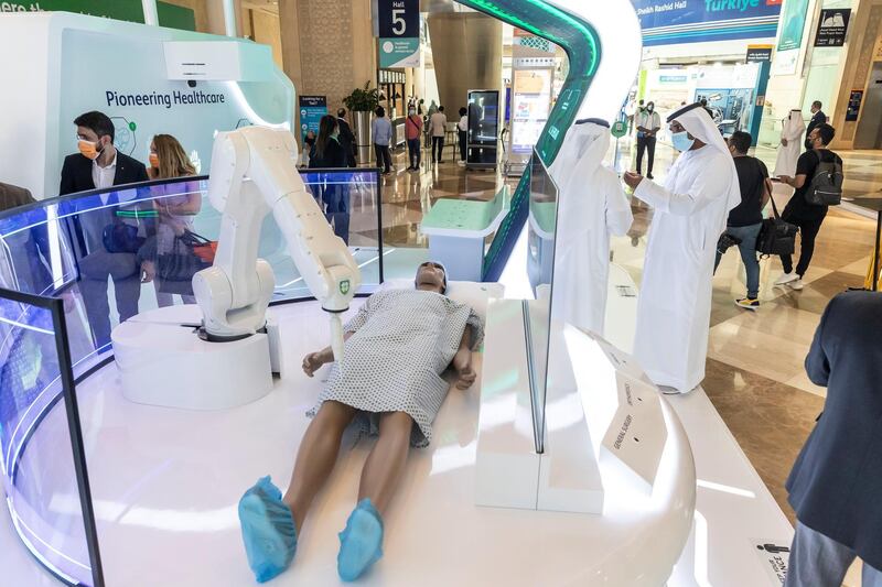 The third day of Arab Health 2021 at the Dubai World Trade Center on June 23rd, 2021. 
Antonie Robertson / The National.
Reporter: Patrick Ryan for National