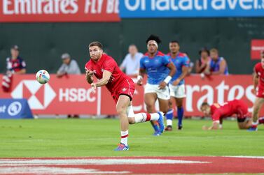 Isaac Kaay and his Canada teammates face the daunting task of playing New Zealand on Day Two of the 2019 Dubai Rugby Sevens. Chris Whiteoak / The National