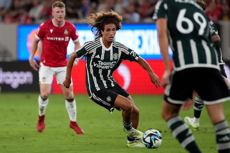 Manchester United's Hannibal Mejbri in action. EPA