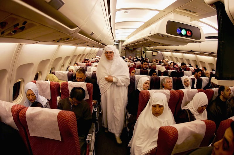 Pilgrims from Jordan are flown to Makkah from Amman in 2005.