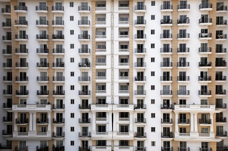 Windows of a high-rise residential apartment building in Kathmandu, Nepal. Navesh Chitrakar / Reuters