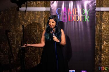 Jeeya Sethi on the comedy mic. Courtesy Comedy Ladder
