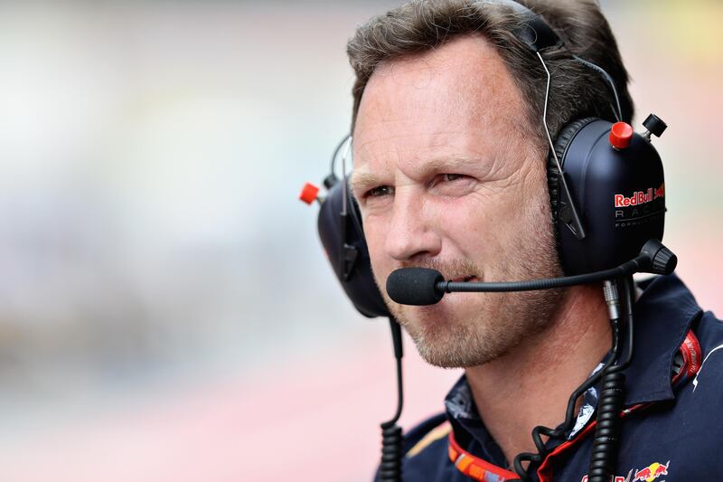 Red Bull Racing team principal Christian Horner looks on from the pit wall during qualifying for the Formula One Grand Prix of Austria at Red Bull Ring on July 8, 2017 in Spielberg, Austria.
