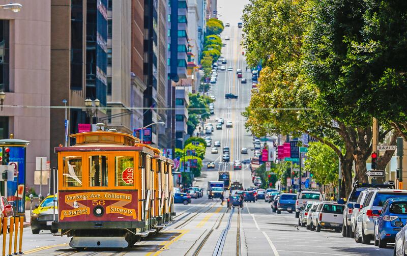The historic cable car on San francisco city