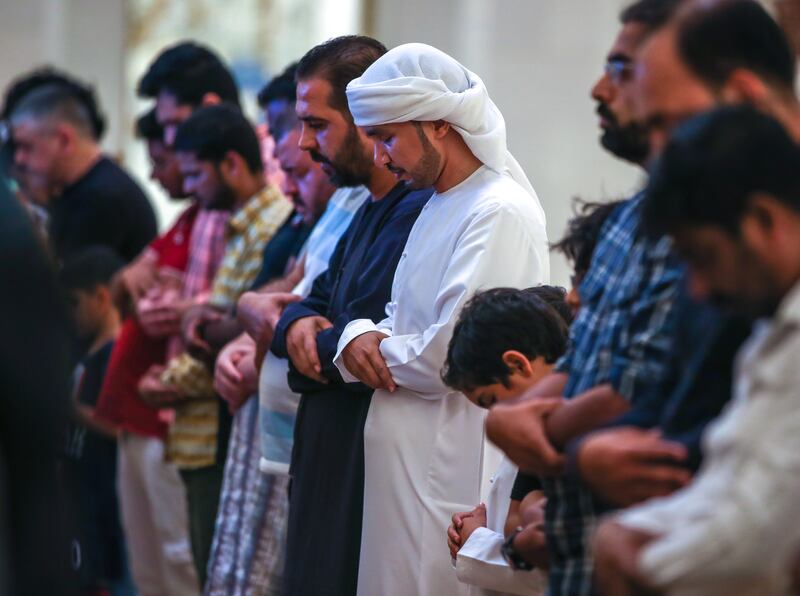 Muslims participate in prayers at the mosque

