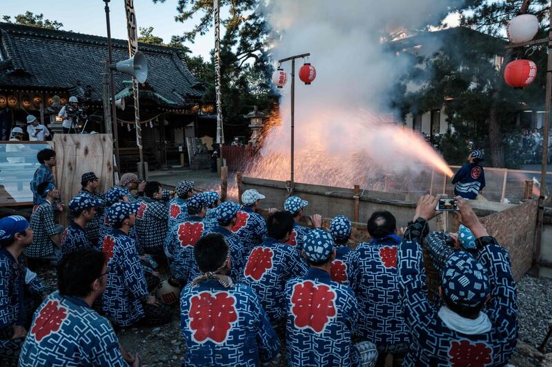 Handmade Tezutsu hanabi (handheld fireworks) are dedicated to the Yoshida Shrine. AFP